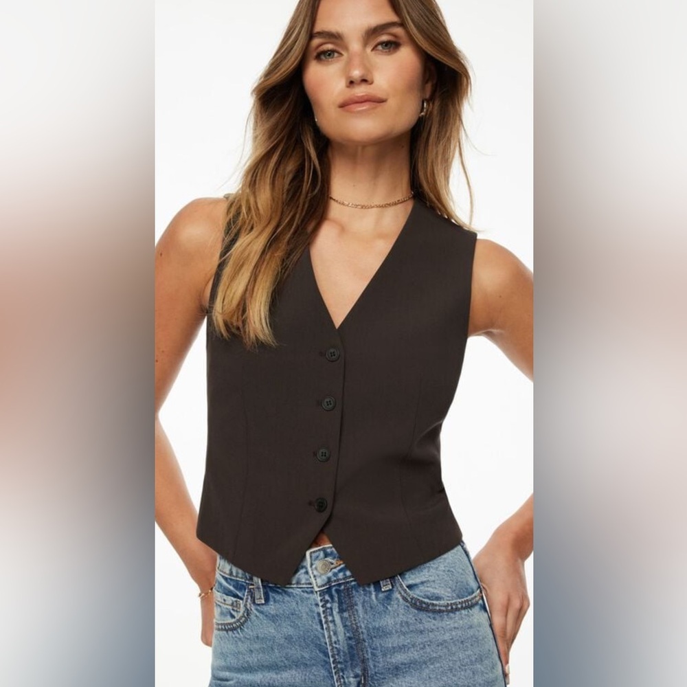 Women's Brown Button-Up Vest Top
